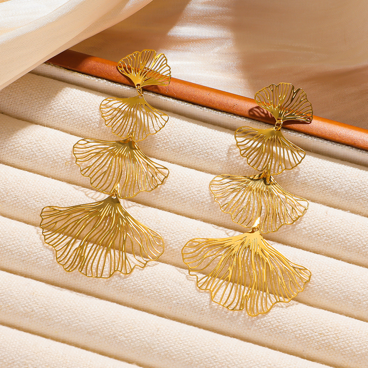 Golden Ginkgo Drop Earrings