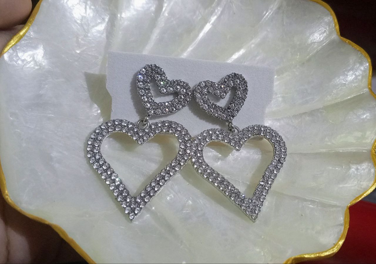 Crystal Heart Drop Earrings