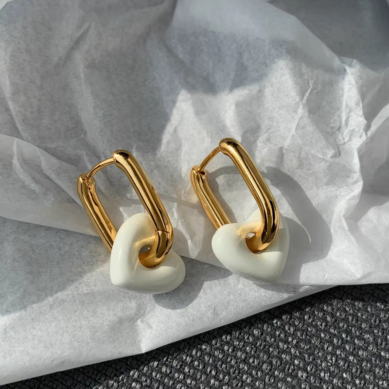 Glazed Heart Hoop Earrings thumbnail 2