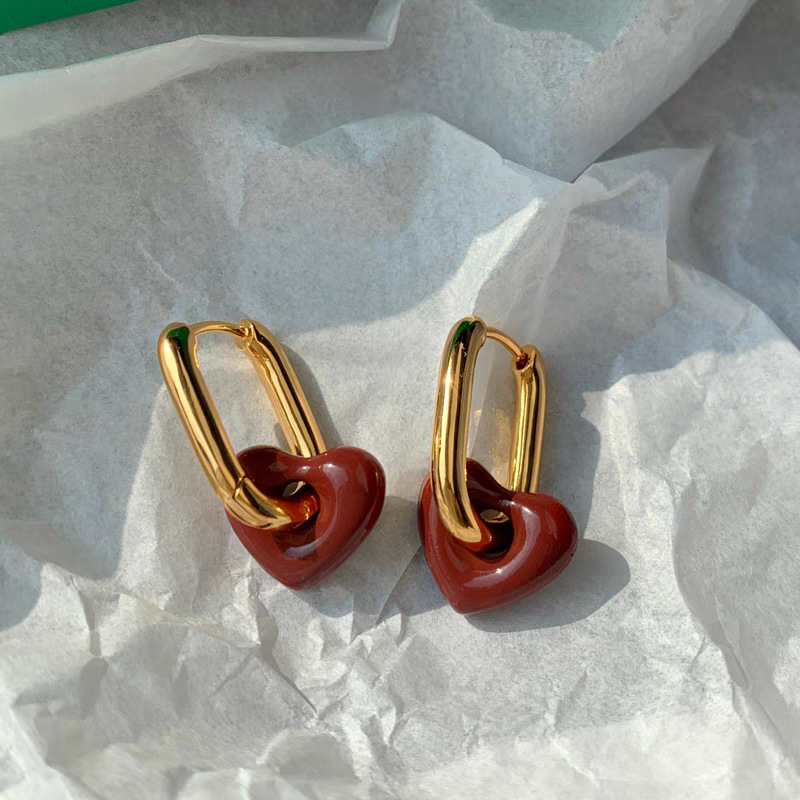 Glazed Heart Hoop Earrings thumbnail 3